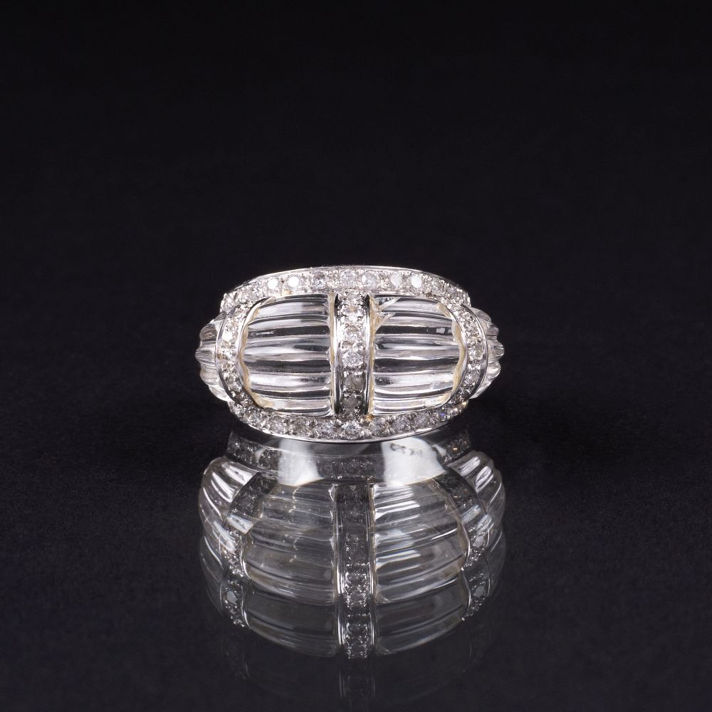 A Crystal Glass Diamond Ring in Art-déco Style