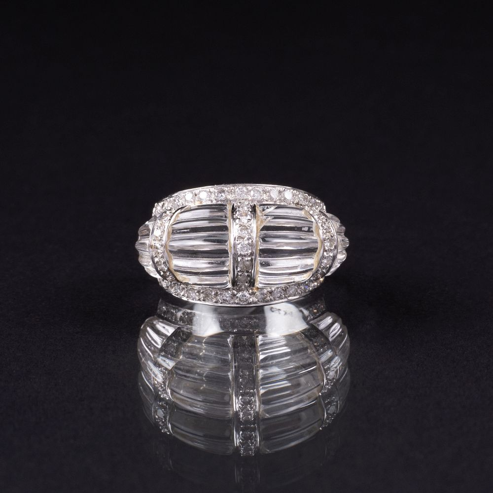 A Crystal Glass Diamond Ring in Art-déco Style A Crystal Glass Diamond Ring in Art-déco Style