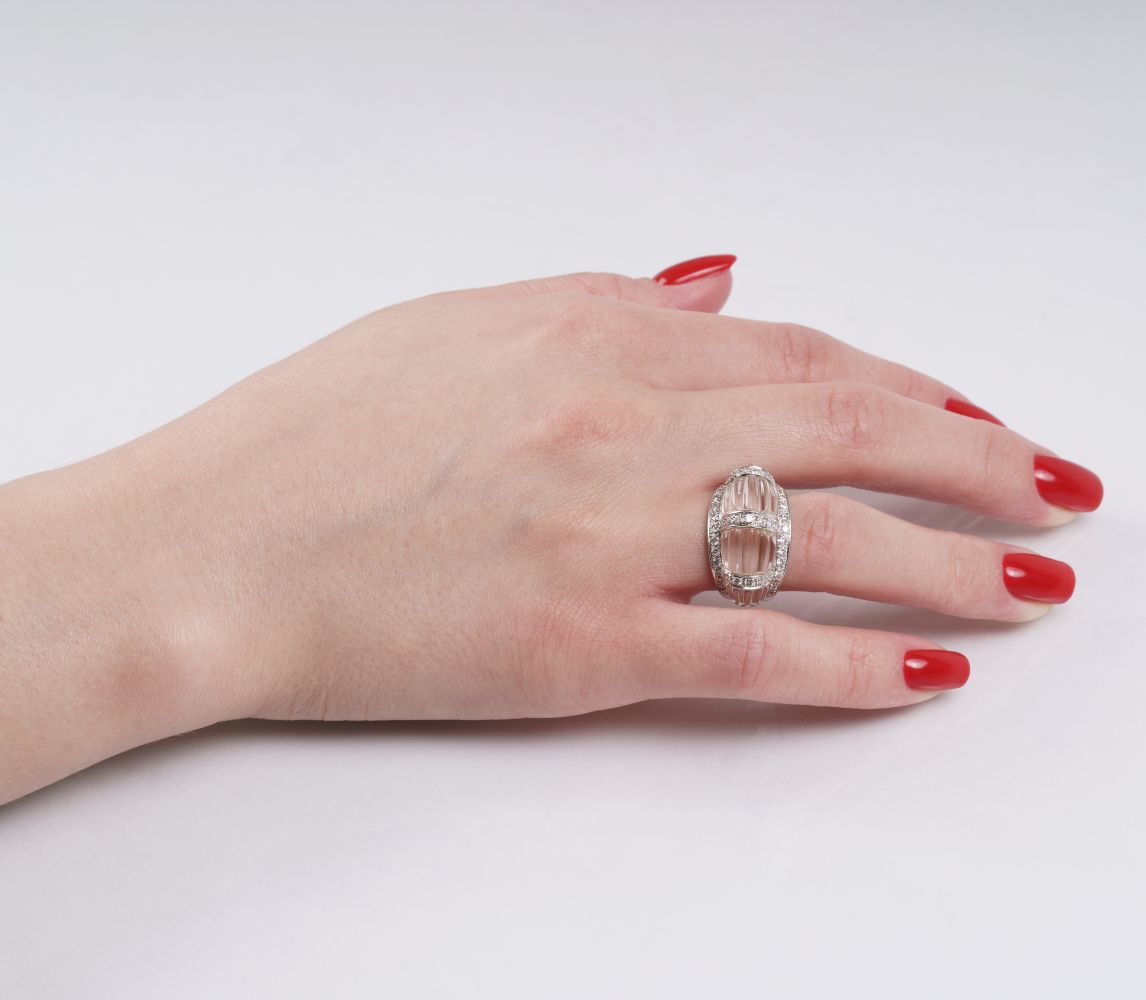 Bergkristall-Brillant-Ring im Art-déco Stil - Bild 3