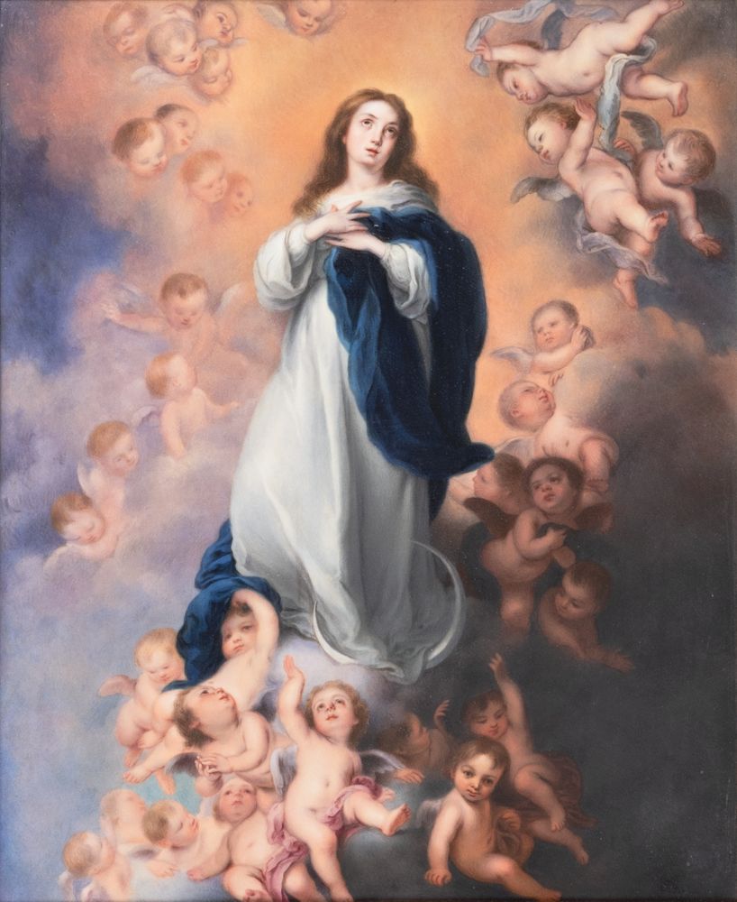 A Porcelain Plaque 'The Immaculate Conception' after Murillo