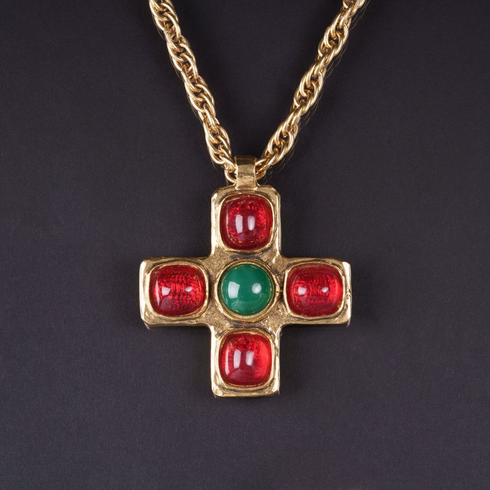 Chanel: A Gripoix Necklace with Byzantine Style Cross Pendant