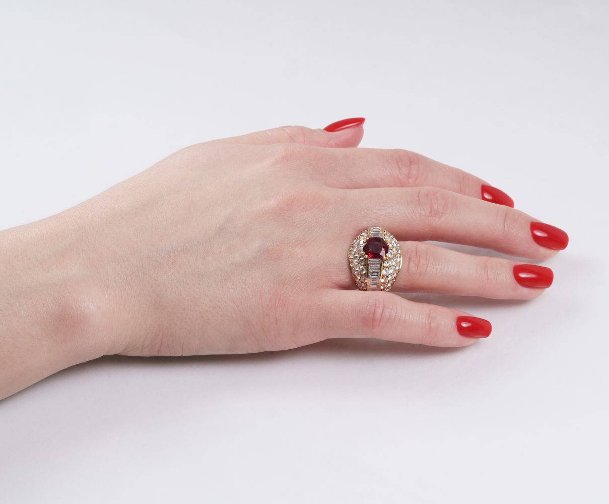 A Ruby Diamond Cocktailring - image 3