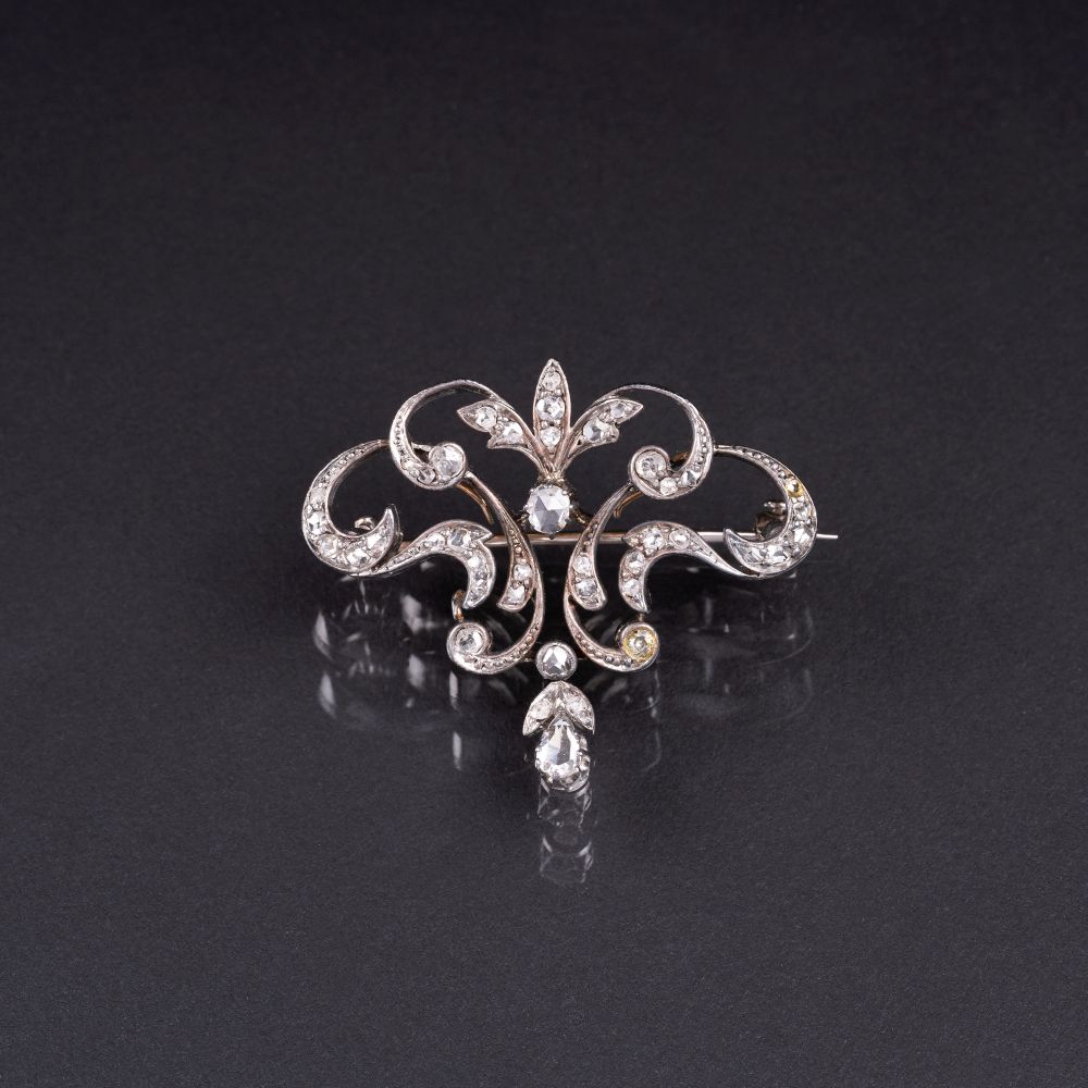 Zierliche Jugendstil Diamant-Brosche