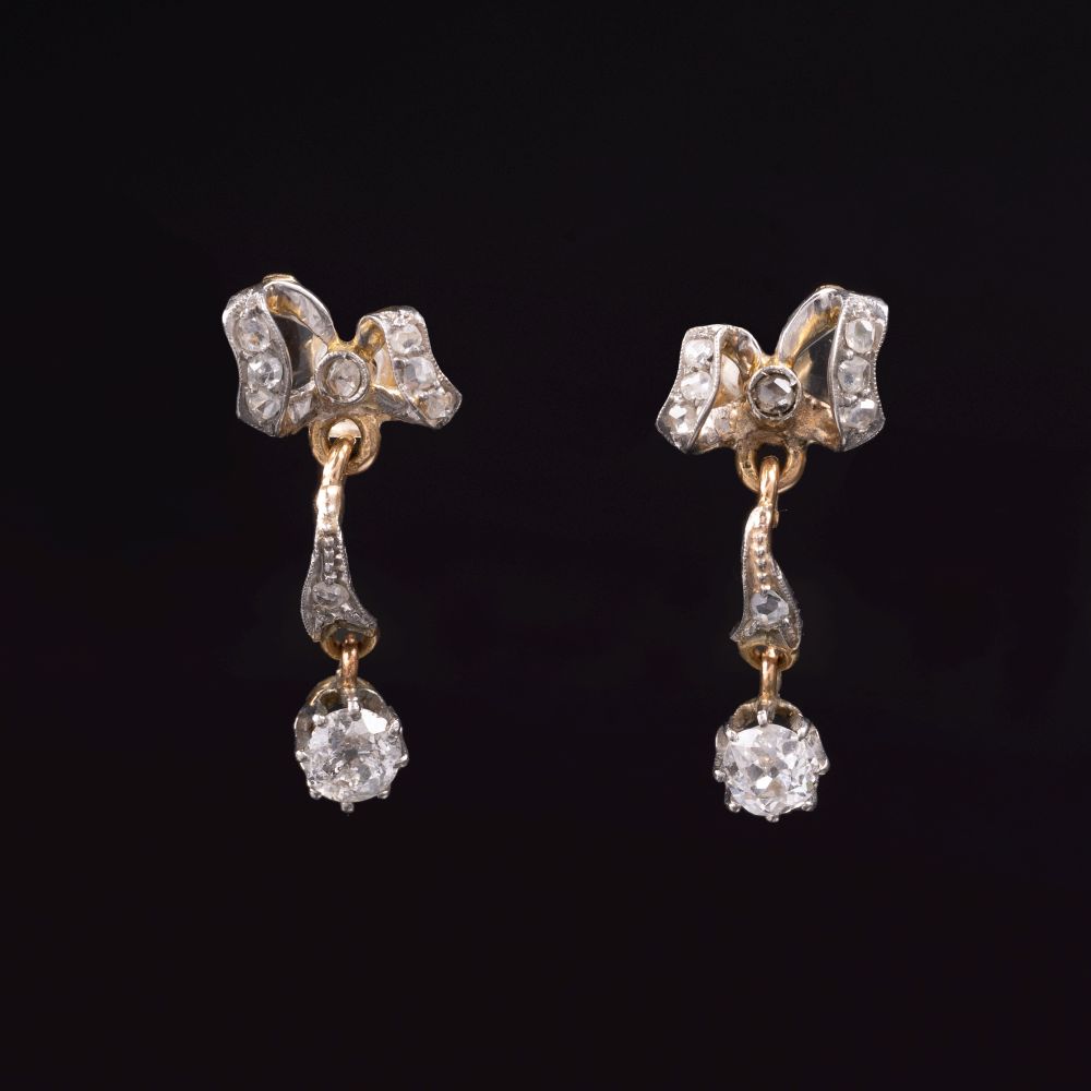 A Pair of Antique Diamond Pendants