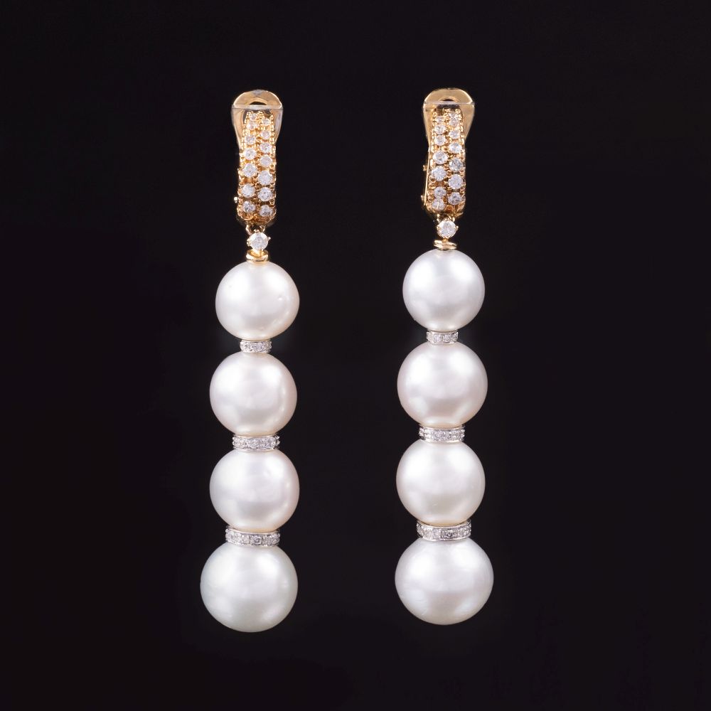 A Pair of Southsea Pearl Diamond Earrings