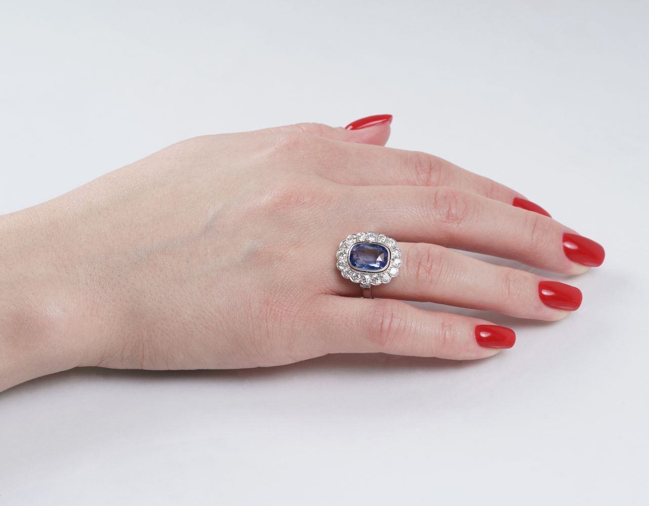 A Diamond Ring with Natural Sapphire - image 2
