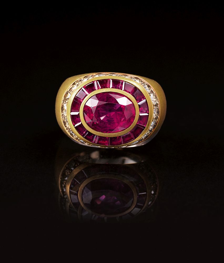 An extraordinary Ruby Fancy Diamond Ring - image 2