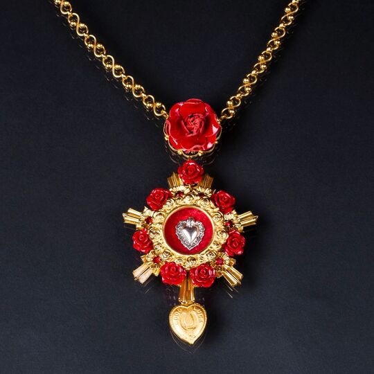 Collier 'Devotion con Cuore' mit Herz- und Rosendekor