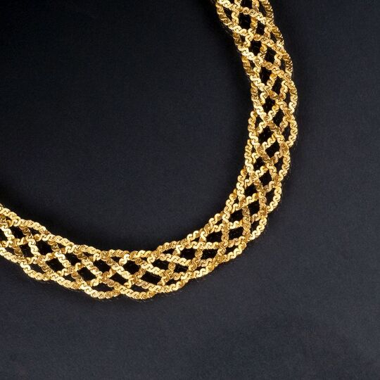 Gold-Collier mit Flecht-Dekor