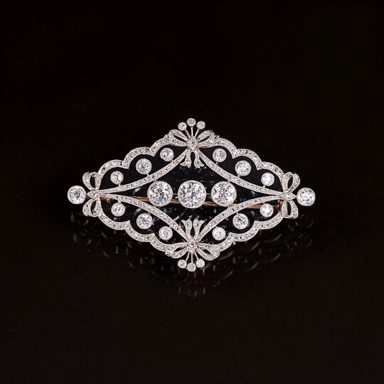 Feine Jugendstil Diamant-Brosche