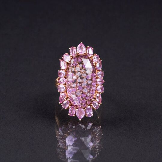 A Cocktail Ring with Amethyst and Pink Sapphires