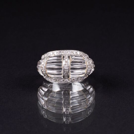 A Crystal Glass Diamond Ring in Art-déco Style