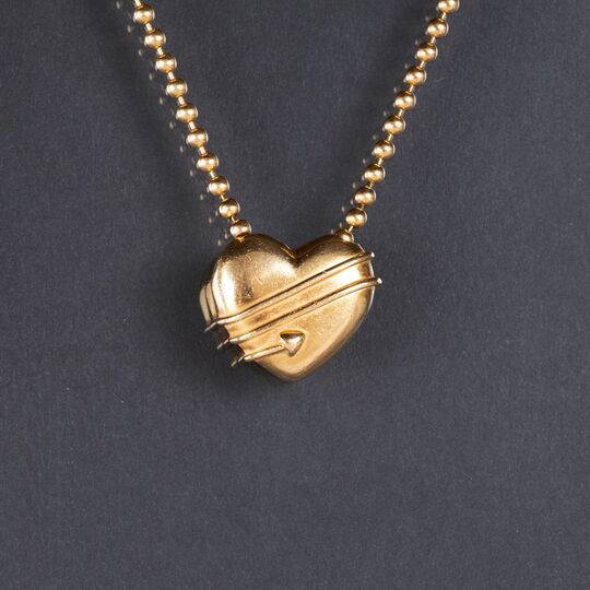 A Golden Heart Pendant on Necklace