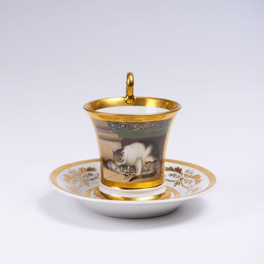 A Cup and Saucer with Cat Genre