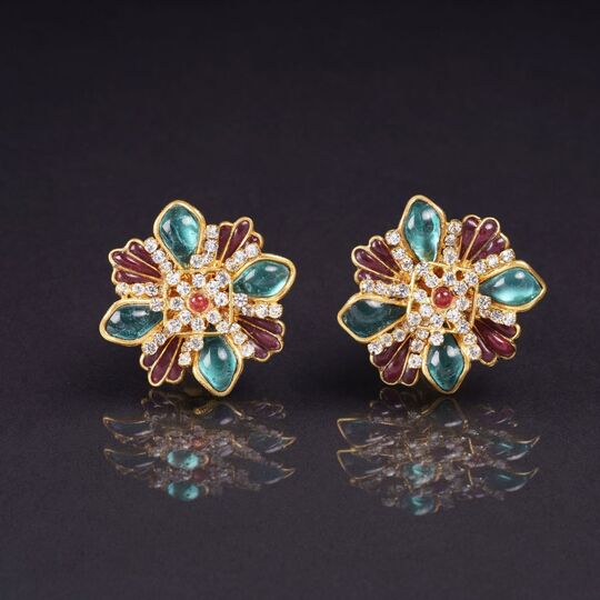 A Pair of Gripoix Blossom Earclips