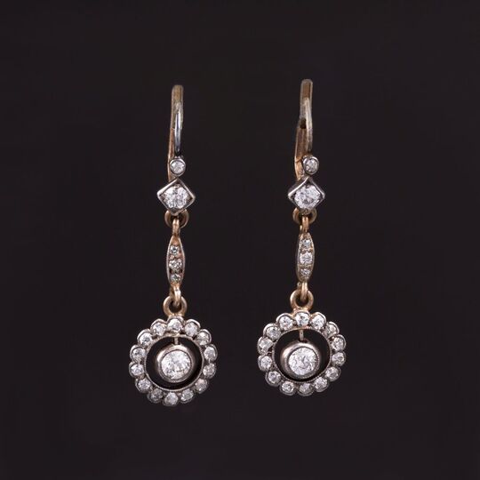 A Pair of Art Nouveau Diamond Earpendants