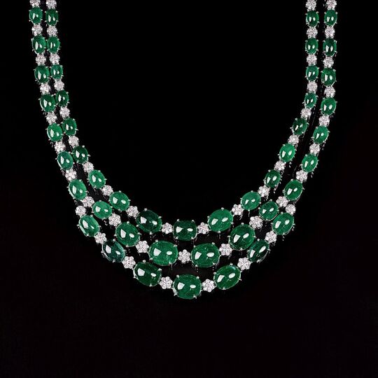 A highcarate Emerald Diamond Necklace