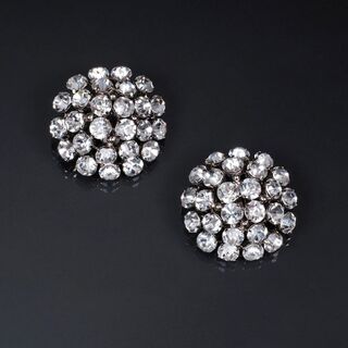 A Pair of Earclips with Swarovski Crystals 'Rive Gauche'