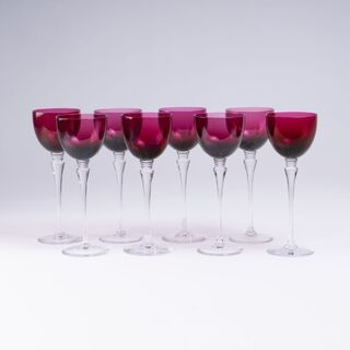 A Set of 8 Hock Glasses, red