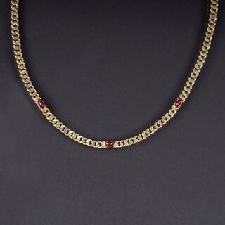 A Curb Chain Necklace with Rubies