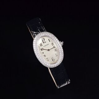 A Lady's Wristwatch with Diamonds 'Baignoire'