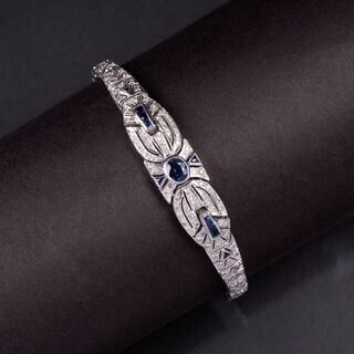 A Sapphire Diamond Bracelet in the Style of Art-déco