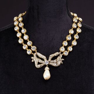 A Two-Row Collier with Bow and Faux Pearl