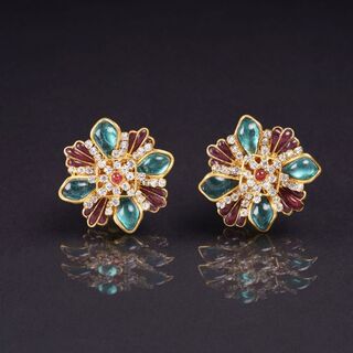 A Pair of Gripoix Blossom Earclips