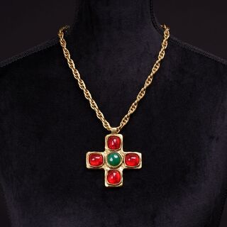 Gripoix Kette mit byzantinischem Kreuzanhänger