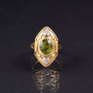 Vintage Turmalin-Diamant-Ring