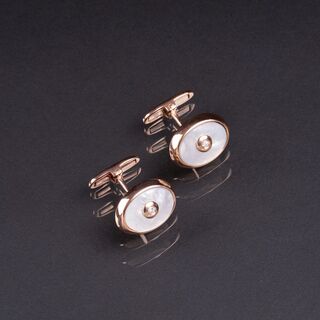 A Pair of Cufflinks with Mother-of-Pearl and Diamonds