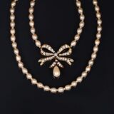 A Gossens Faux Pearl Necklace with Strass Set Ribbon - image 2