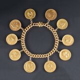 A heavy Gold Bracelet with 10 Coin Pendants - image 1