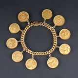 A heavy Gold Bracelet with 10 Coin Pendants - image 2