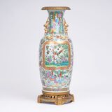 Große Kanton-Vase mit Bronzemontierung - Bild 1