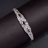 A Sapphire Diamond Bracelet in the Style of Art-déco - image 1