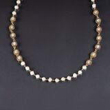 A Faux Pearls Necklace with Crystals - image 2