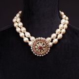 A Two-Row Faux Pearl Collier with Pendant - image 1
