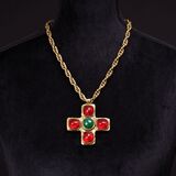 A Gripoix Necklace with Byzantine Style Cross Pendant - image 1