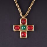 A Gripoix Necklace with Byzantine Style Cross Pendant - image 2