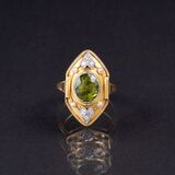 Vintage Turmalin-Diamant-Ring - Bild 1