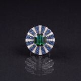 A Cocktali Ring withTourmaline, Sapphire and Diamond - image 1