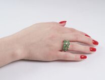 An Emerald Diamond Flower Ring - image 2