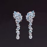 A Pair of Aquamarine Diamond Earrings - image 1