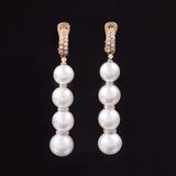 A Pair of Southsea Pearl Diamond Earrings - image 1