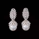 A Pair of Southsea Pearl Diamond Earpendants - image 1