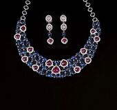 A Demi Parure: Ruby Sapphire Diamond Necklace with matching Earrings - image 1