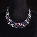 A Demi Parure: Ruby Sapphire Diamond Necklace with matching Earrings - image 2