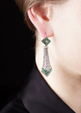 A Pair of Emerald Diamond Earpendants in Art-déco Style - image 2