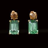 A Pair of Lagoon Tourmaline Fancy Diamond Earrings - image 1
